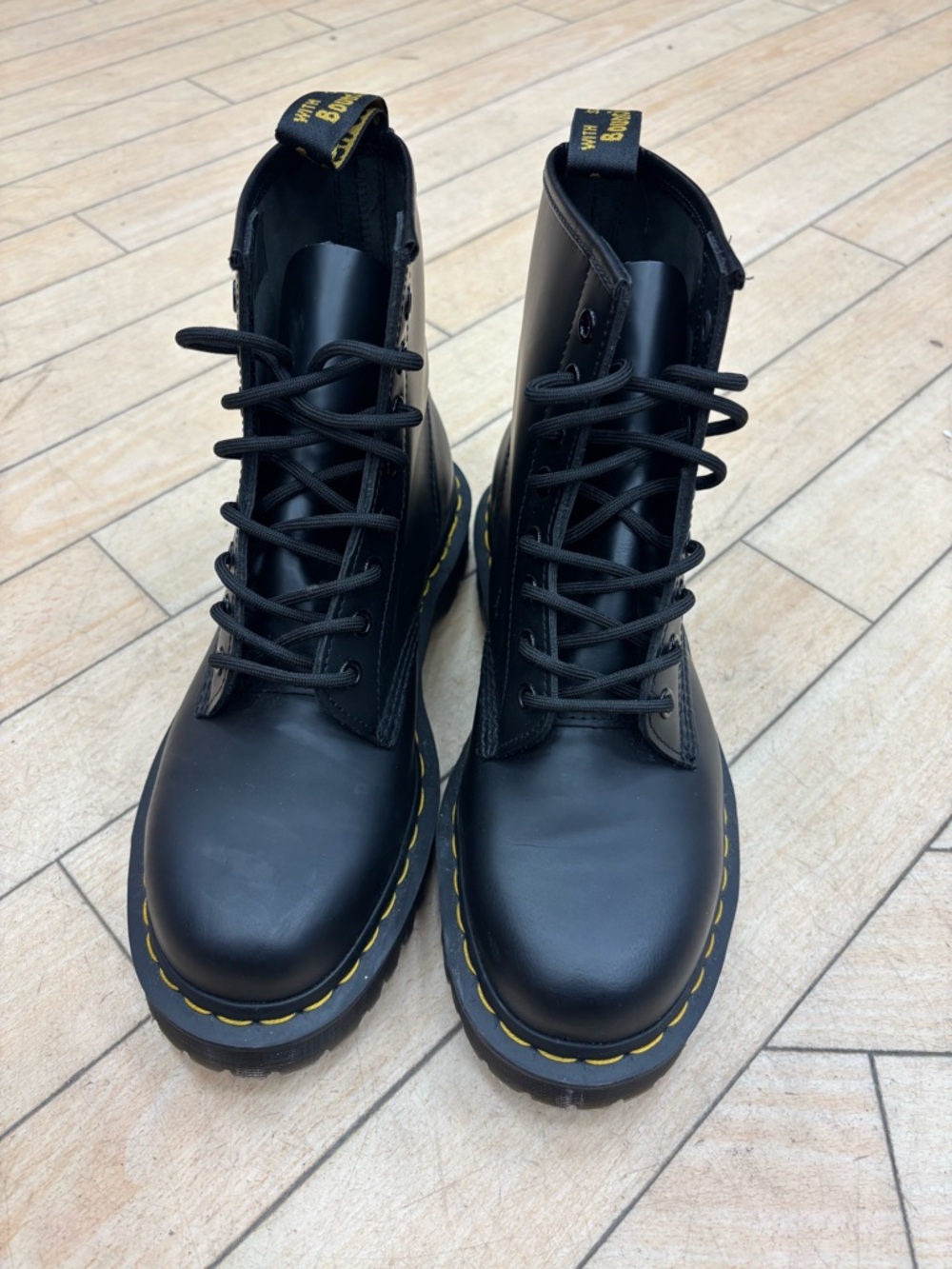 Dr. Martens Gray and Black Suede-Lined Boot Interior